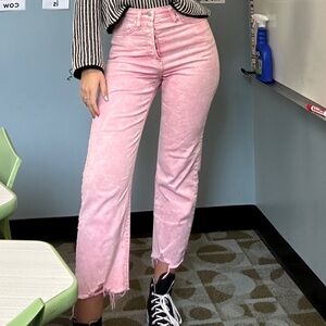 Pink crop jeans